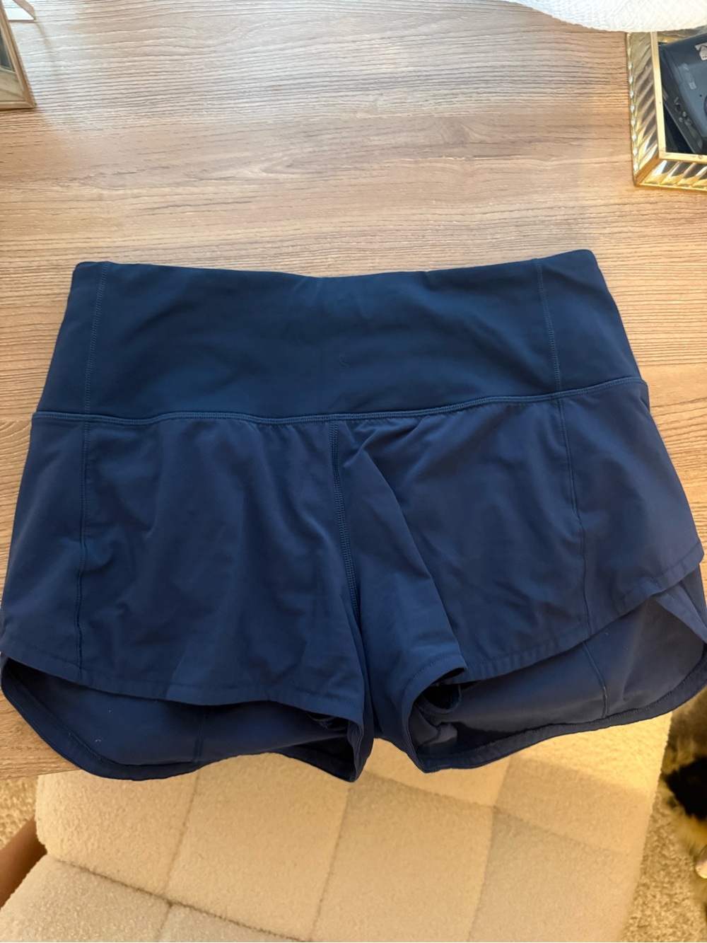 Navy blue lululemon speed up shorts